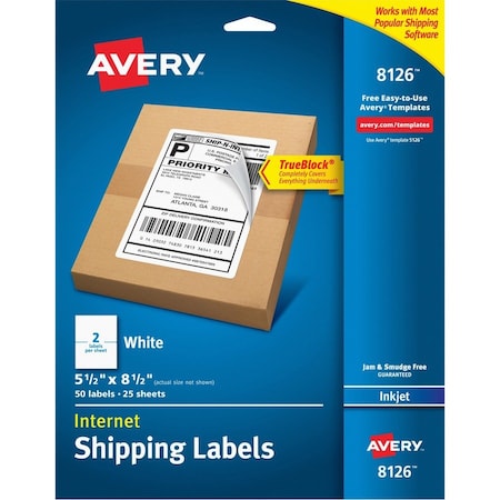 Avery Label, Inkjt, Ship, 5.5X8.5, 50 AVE8126